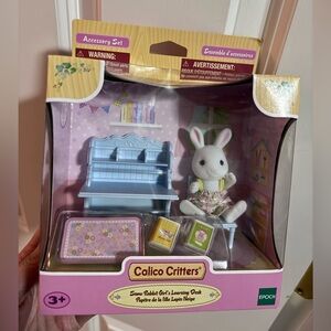 Calico Critters Girl Learning Desk Accessory Set with Bunny Snow Rabbit